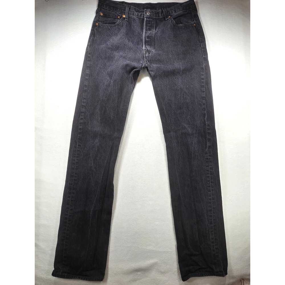 Levis 501 Men Original Fit Straight Leg Button Fly 100% Cotton Black Jeans 36x40